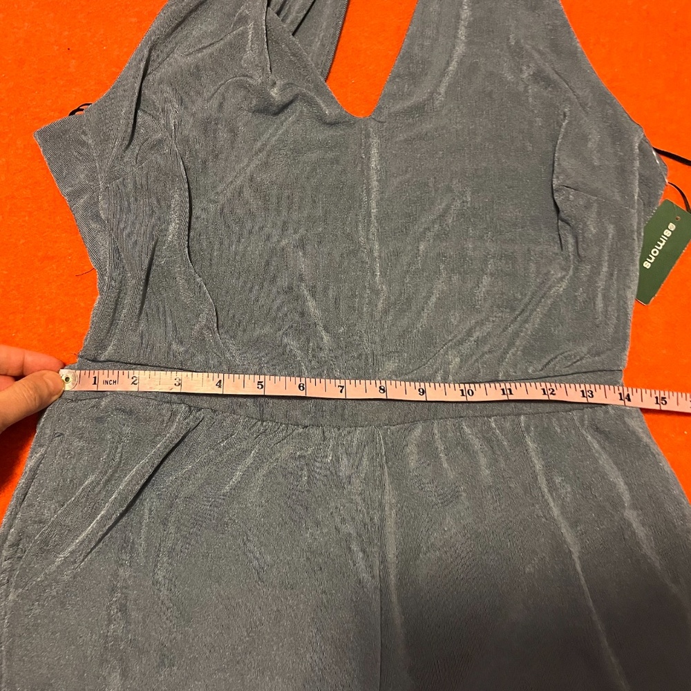 Shiny slate blue crisscross back knit romper NWT - Picture 7 of 11